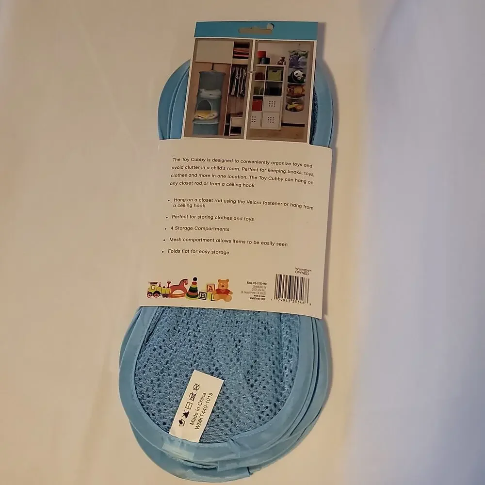 Toy Cubby 4 Compartment Mesh Toy Storage Clothing Storage Blue 11.2 x 45
